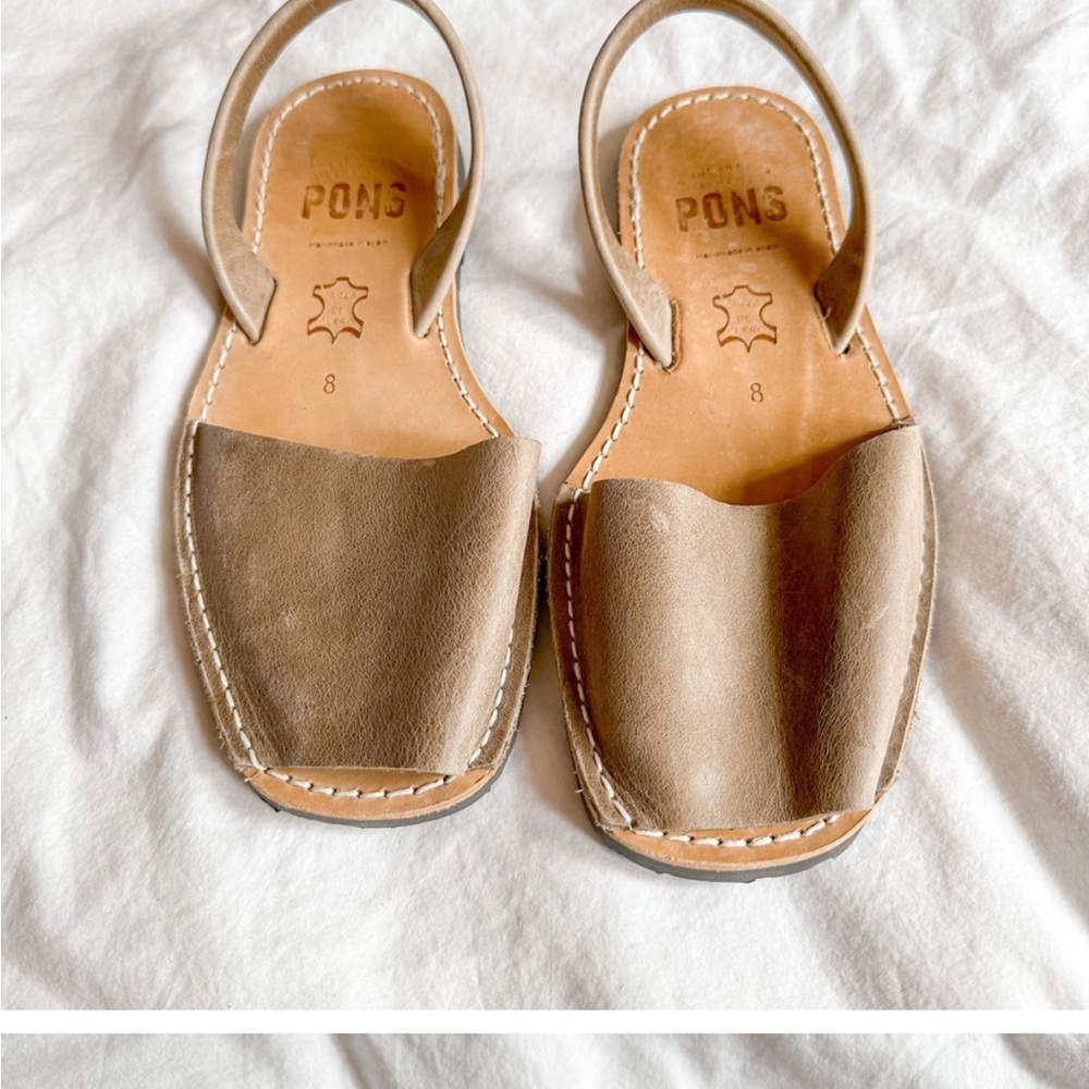 COPY - Pons  Avarca Sandals 8 Tan Brown Leather Taupe
